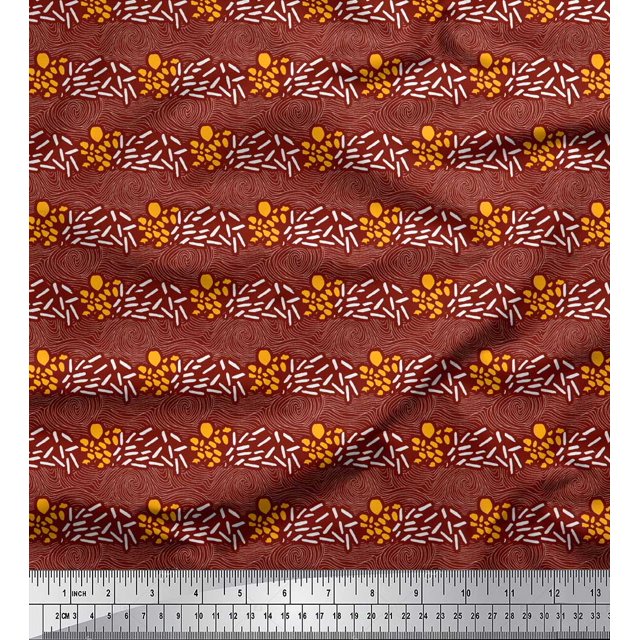 Soimoi Poly Georgette Fabric Brush Stroke & Spiral Abstract Fabric Prints by Yard 52 Inch Wide