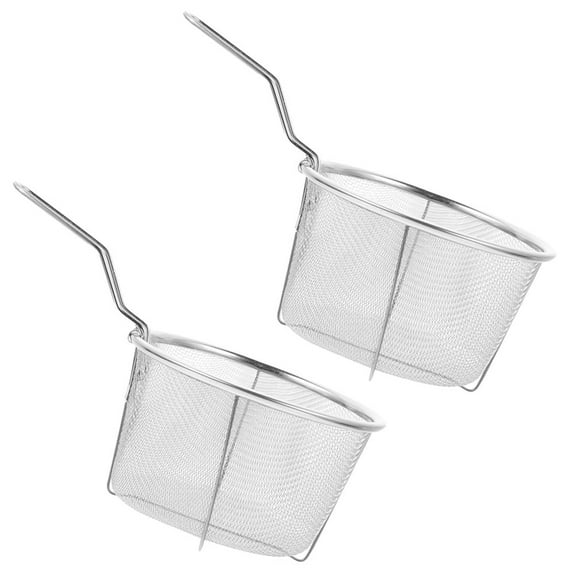 OFFIGAM Stainless Steel Deep Fry Baskets Set of 2 Frying Basket for Kitchen Cooking and Food Preparation
