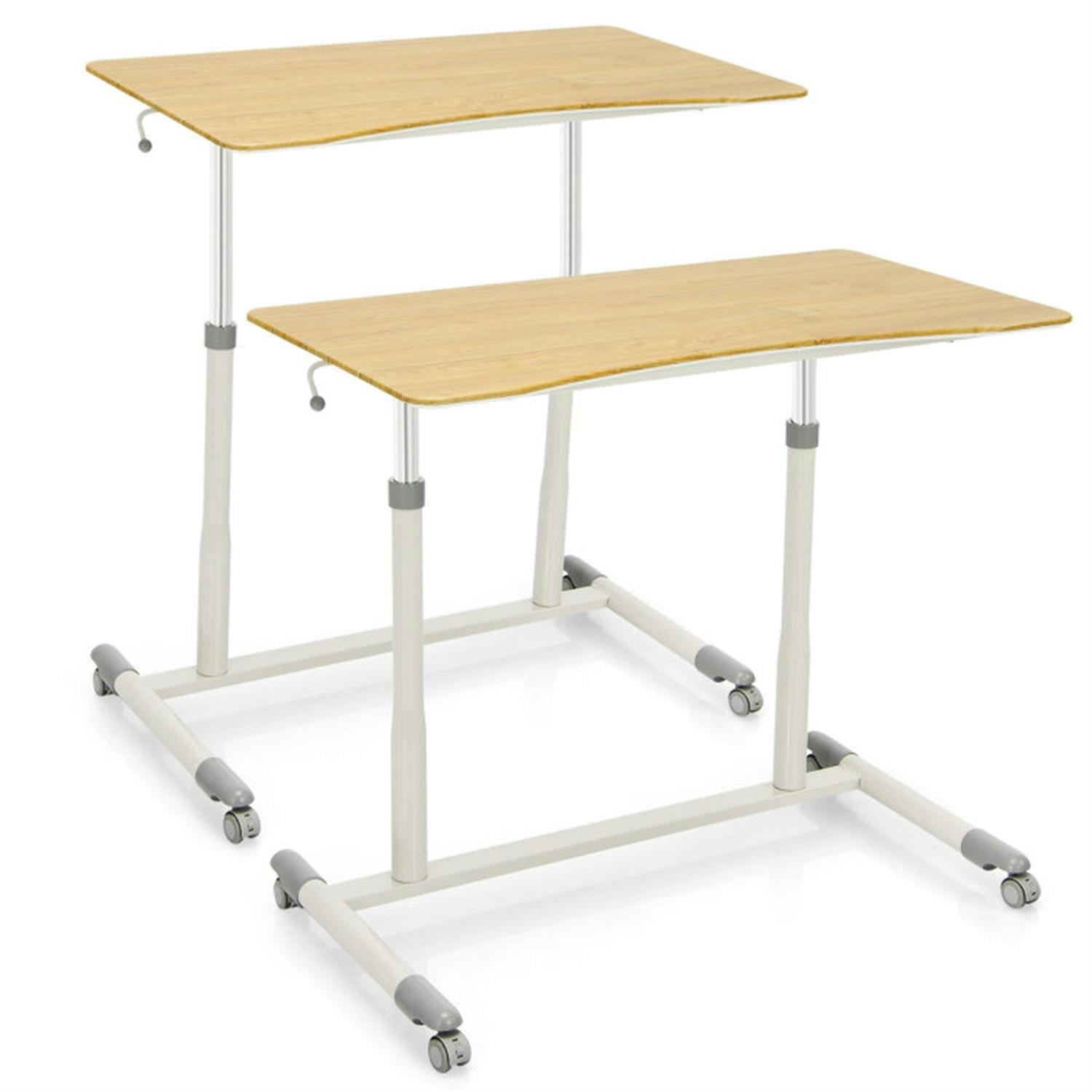 Demi Bonn Height Adjustable Computer Desk Sit to Stand Rolling Notebook Table, Laptop Workstation for Laptops, Books, Tablets, and Art, Beige