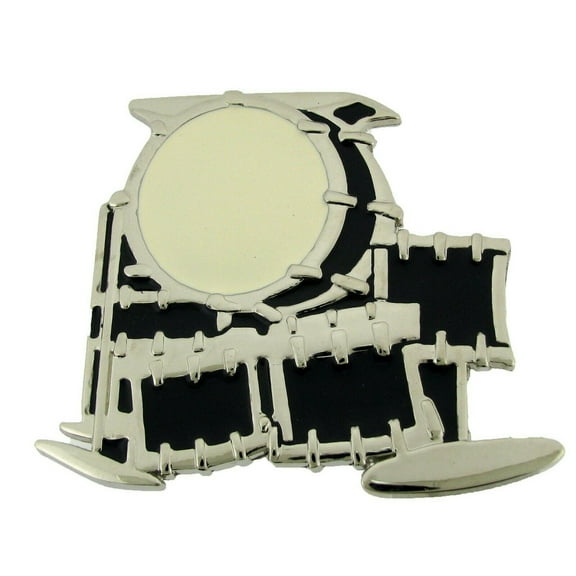 Drum Drums Kit Music Rock Roll Belt BUCKLE HIP HOP RETRO GOTHIC Silver Chrome