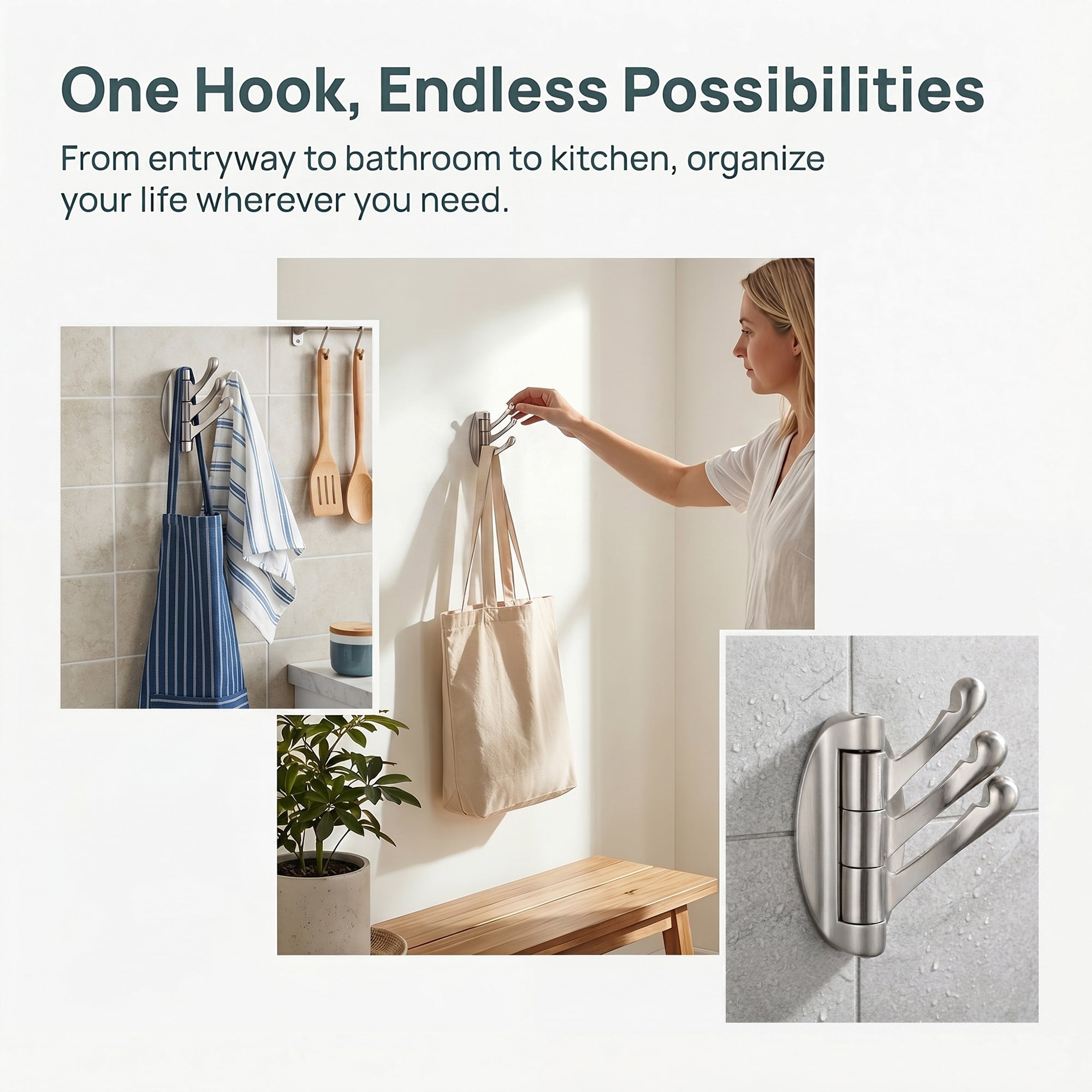 Unique Bargains 2Pcs Utility Hooks Metal Durable Hooks Gray