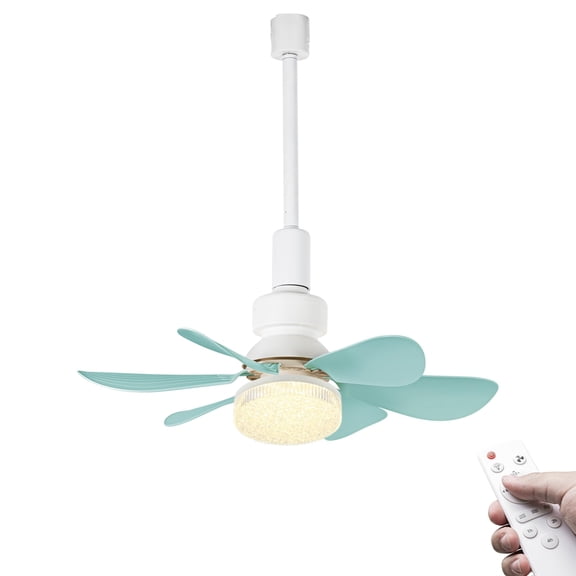 KAYYELAMP Crystal Shade J-Type Track Lighting/Fan Remote Dimmable Adjusted Wind Power Blue Fan Blade Modern Design For Living Room Bedroom Kitchen Indoor Plants