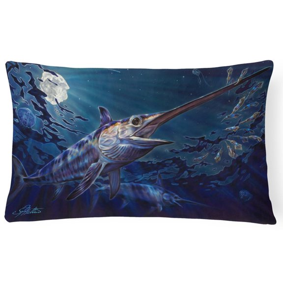 Carolines Treasures JMA2006PW1216 Prince Of Darkness Swordfish Canvas Fabric Decorative Pillow 12H x16W multicolor