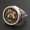 thumbnail image 3 of 7 Anillos de sello para hombre de estilo único, anillo hecho a mano con retrato de San Jorge, soldado romano, 3 of 3