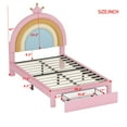 thumbnail image 3 of Sesslife Twin Size Bed Frame with Velvet Rainbow Shape Headboard, Upholstered Platform Bed with Storage Drawer for Girls, Wood Bed Frame with Strong Slats Support, No Box Spring Needed, Pink, 3 of 7