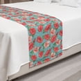 thumbnail image 2 of Hibiscus Bed Runner, Pattern of Tropic Flowers and Bubbles Graphic, Decorative Accent Bedding Scarf for Hotels Homes and Guestrooms, King, Teal Coral, by Ambesonne, 2 of 2