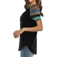 thumbnail image 3 of Women Round Neck Short Sleeve Color Block Tunic Shirt, 3 of 4
