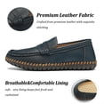 thumbnail image 2 of Men's Casual Leather Penny Loafers Lightweight Comfortable Fashion Slip-on Moccasins for Walking Business Driving Shoes Blue 10.5 US, 2 of 7