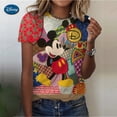 thumbnail image 4 of Camiseta estampada de Mickey Mouse de Disney para mujer, top de manga corta, disfraz de calle, divertida, Y2k, cara grande, verano, 4 of 5