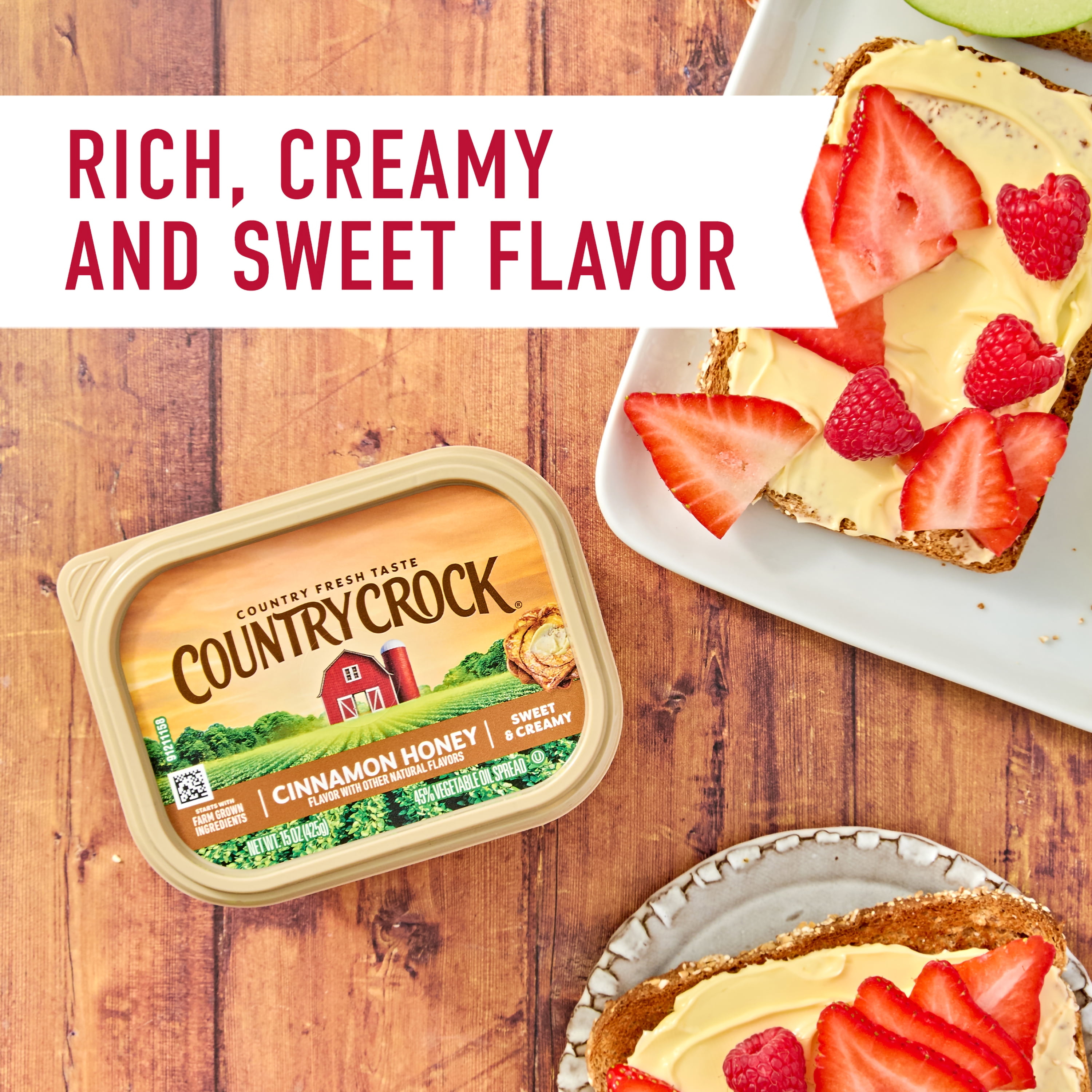 Country Crock Cinnamon Honey Spread, 15 oz Tub