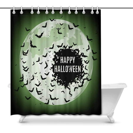 Pop Halloween Night With Bats Home Decor Waterproof Shower Curtain