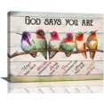 thumbnail image 1 of Colorful Hummingbird Wall Decor Rustic Hummingbird Pictures Canvas Print God Says You Are Wall Art Modern Home Framed Artwork For Living Room Bathroom Bedroom 12"X16", 1 of 6