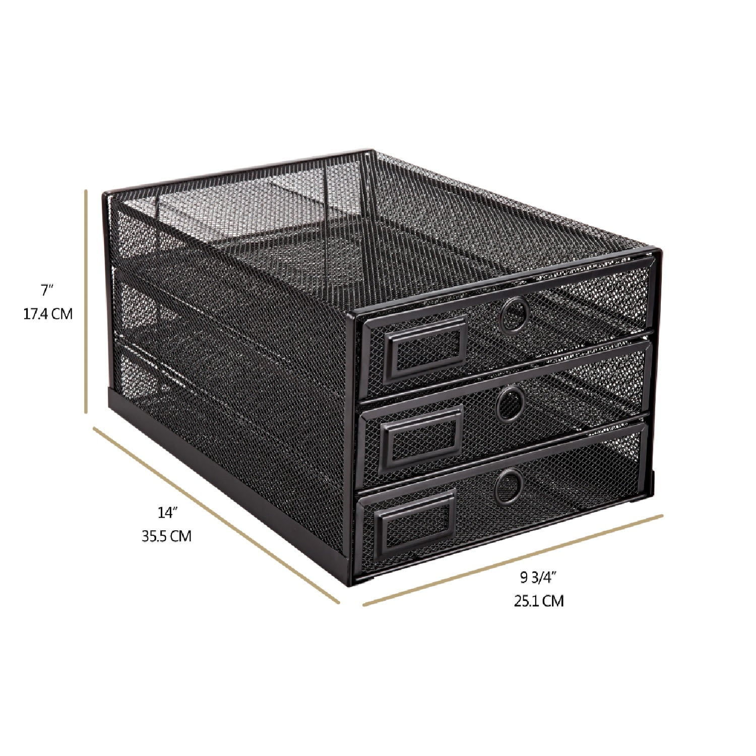 EXERZ Wire Mesh Desk Organizer 3 Drawer Sorter - Black