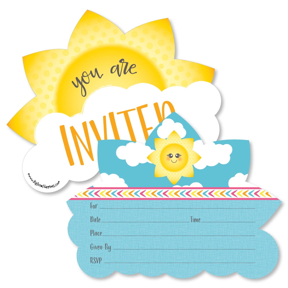 Amanda Creation Little Ray of Sunshine Gender Reveal Party Fill in Invitations Set of 20