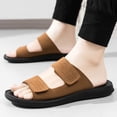 thumbnail image 2 of Rokment Mens Orthotic Arch Support Walking Sandals Comfortable Beach Casual Suede Adjustable Ankle Strap Open Toe Backless Slides Slippers Summer Coffee Size 8, 2 of 7