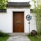 thumbnail image 1 of Farol solar con forma de molino de viento | Farol decorativo de hierro hueco para exteriores | Lámpara de jardín con aspas giratorias para césped, camino, patio y jardín., 1 of 6