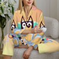 thumbnail image 6 of Zofaai Bluey Pattern Women's Pajamas Set, V-neck Button-down Long-sleeved Top with Pockets and Pajamas Two-piece Set, Suitable for Home Leisure-Medium, 6 of 7