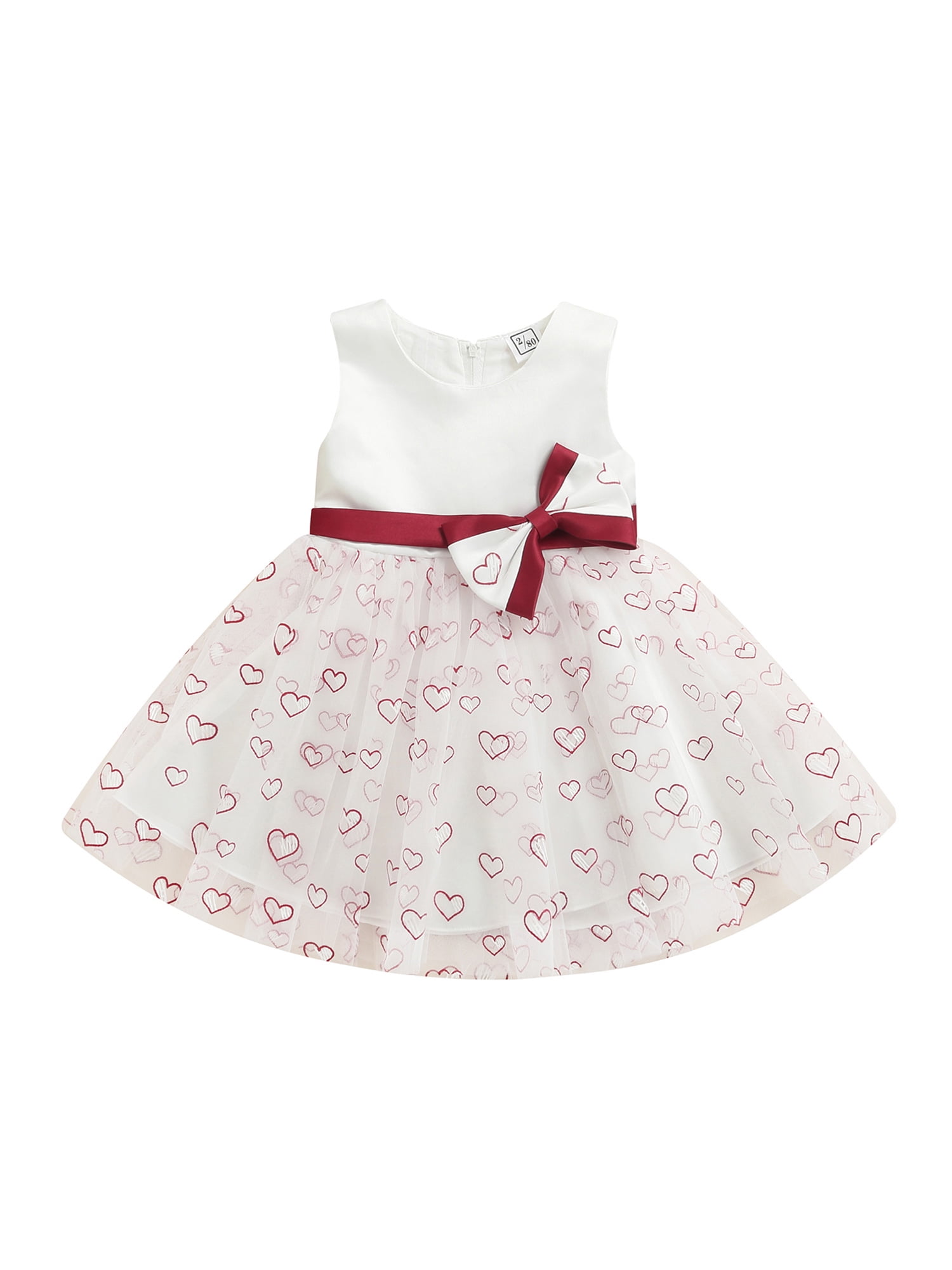 Gureui Girls Princess Bubble Dress, Kids Heart Print Mesh Splicing One