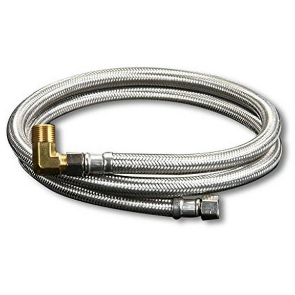 Highcraft 27760PR-NL Premium Lead Free Braided Stainless Steel Premium Dishwasher Connector Hose with PVC Inner Tube, 3/8" Compression Connections and Brass Elbow, 60"