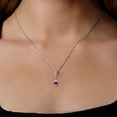 thumbnail image 3 of Gem Stone King 925 Sterling Silver Red Created Ruby Pendant Necklace for Women (1.09 Cttw, Heart Shape 6MM, with 18 inch Chain), 3 of 4