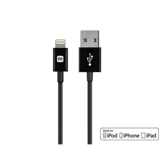 Monoprice Apple MFi Certified Lightning to USB Charge & Sync Cable - 10 Feet - Black | iPhone X, 8, 8 Plus, 7, 7 Plus, 6, 6 Plus, 5S - Select Series