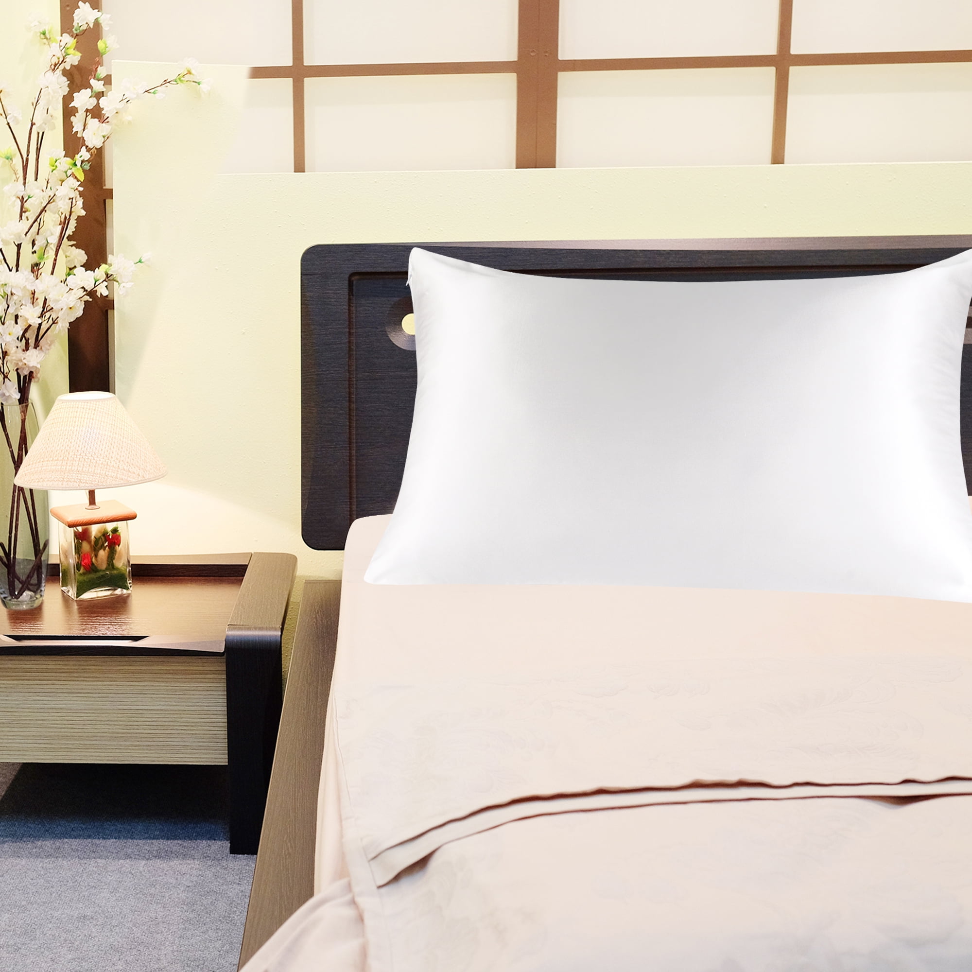 Unique Bargains 1 Piece 100% Silk Pillowcase Cream Queen