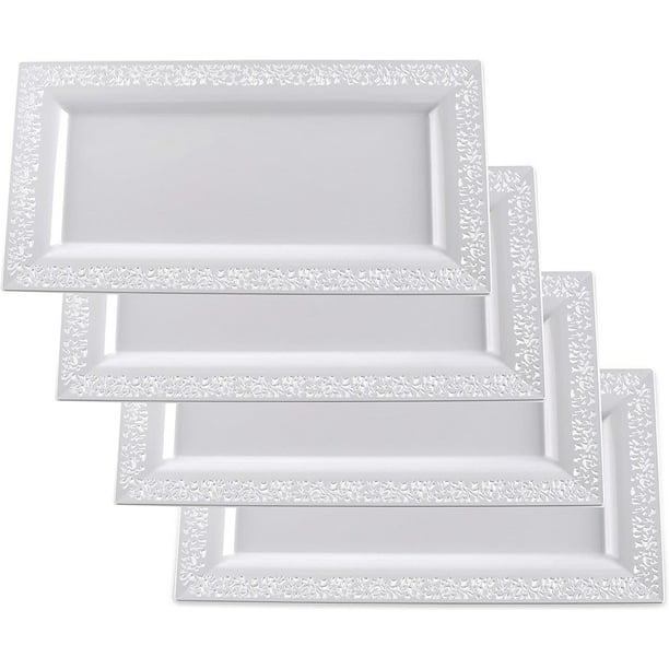 Yumchikel - Elegant Plastic Serving Tray & Platter Set (4pk) - White Lace  Rim Disposable Serving Trays & Platters for Food - Weddings, Upscale  Parties, Dessert Table, Cupcake Display - 7.5 x 14 inches - Walmart.com