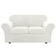 thumbnail image 3 of Stretch Velvet Plush Sofa Covers Couch Armchair Slipcover Protector with Cushion Covers, White, For 3-Seater Sofa, 3 of 13