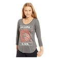 thumbnail image 2 of Belle du Jour Womens Sun Moon Foil Graphic T-Shirt, Grey, Juniors, Small, 2 of 2