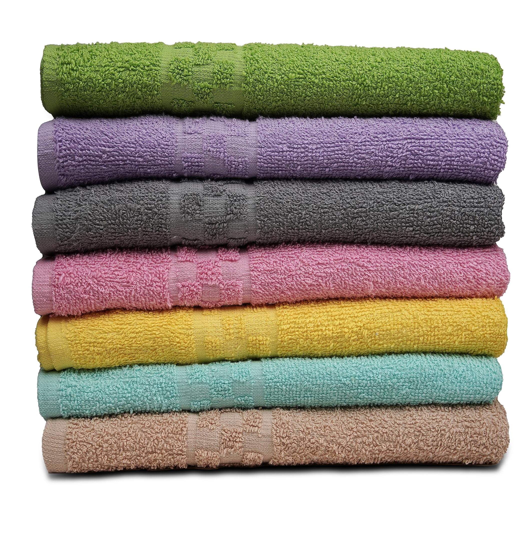 Zuperia 7-Pack Large Bath Towels, 30x54 Soft Cotton, Absorbent, Multicolor for Spa, Gym & Bathroom