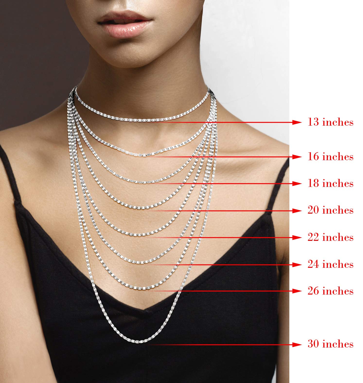 Miabella Italian 925 Sterling Silver Sparkle Mirror Link Chain Necklace for Women, Made in Italy (Length 20 Inches)