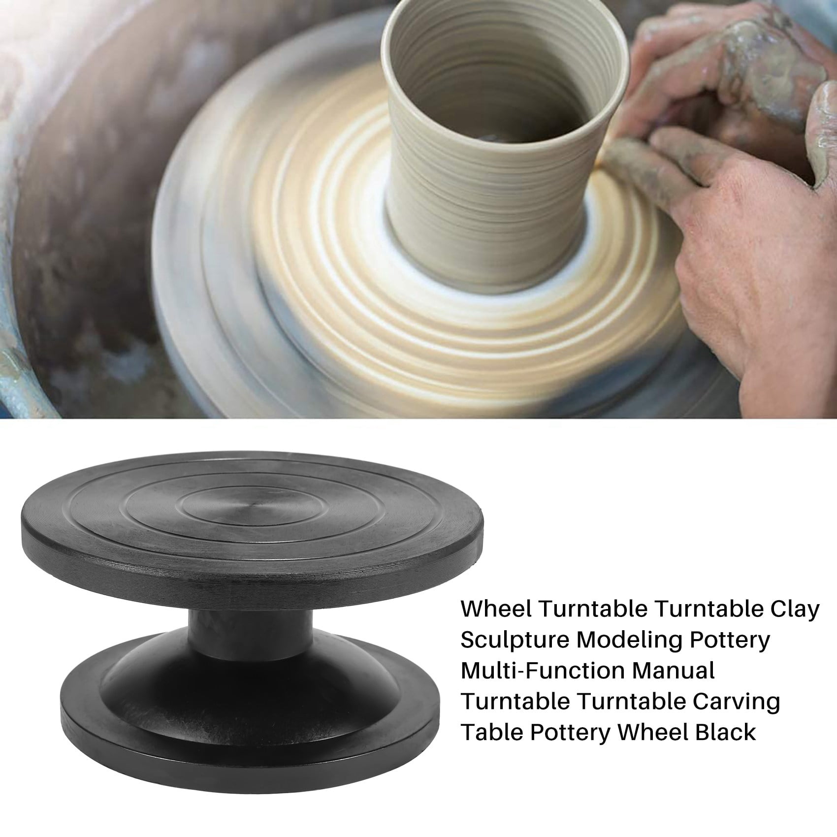 Wheel Turntable Turntable Clay Sculpture Modeling Pottery Multi-Function Manual Turntable Turntable Carving Table Pottery Wheel Black