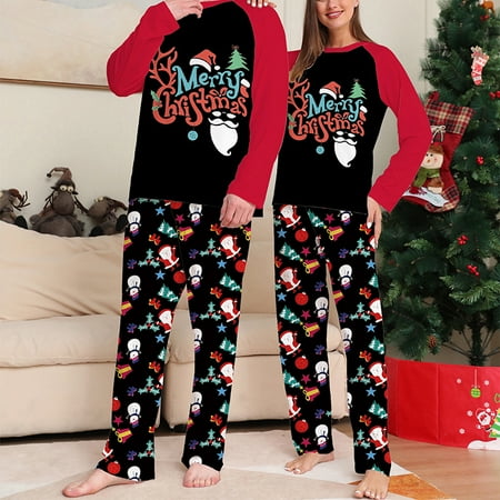 

Pudcoco Cute Family Parent-child Christmas Pajamas Fashion Long Sleeve Round Neck Santa Print Tops Trousers Home Clothes Set