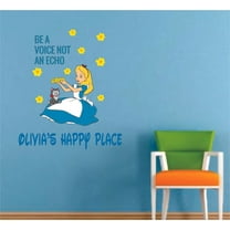 Voice Echo Alice in Wonderland Cartoon Customized Wall Decal - Custom Vinyl Wall Art - Personalized Name - Baby Girls Boys Kids Bedroom Wall Decal Room Decor Wall Stickers Decoration Size (20x18 inch)