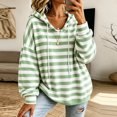 thumbnail image 2 of Raeneomay Women's Striped Hoodie - Drawstring Long Sleeve Pullover Top, 2 of 6