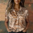 thumbnail image 2 of QASIEATN Women's Retro Shirt Women's Satin Printed Short Sleeved Shirt Vacation Style Shirt, 2 of 7