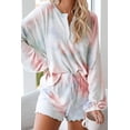 thumbnail image 6 of Womens Lounge Sets 2 Piece Pajamas Set Long Sleeve Tops and Shorts Sleepwear Tie Dye Printed Nightwear, 6 of 9