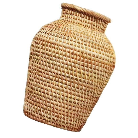 IDEANATEGRATE 1Pc Rattan Vase For Home Use Shape Decorative 8.3X3.5X3.5In