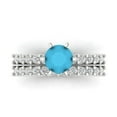 thumbnail image 2 of Clara Pucci 18K White Gold 1.66 Simulated Turquoise Engraveable Engagement Ring + Wedding Band Set, 2 of 7