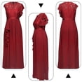 thumbnail image 3 of Vestido de noche para mujer, largo, elegante, de encaje, para cóctel, liso, largo, cuello redondo, manga media, vestido de novia con cremallera, vestido de novia, vestido de dama de honor, 3 of 5