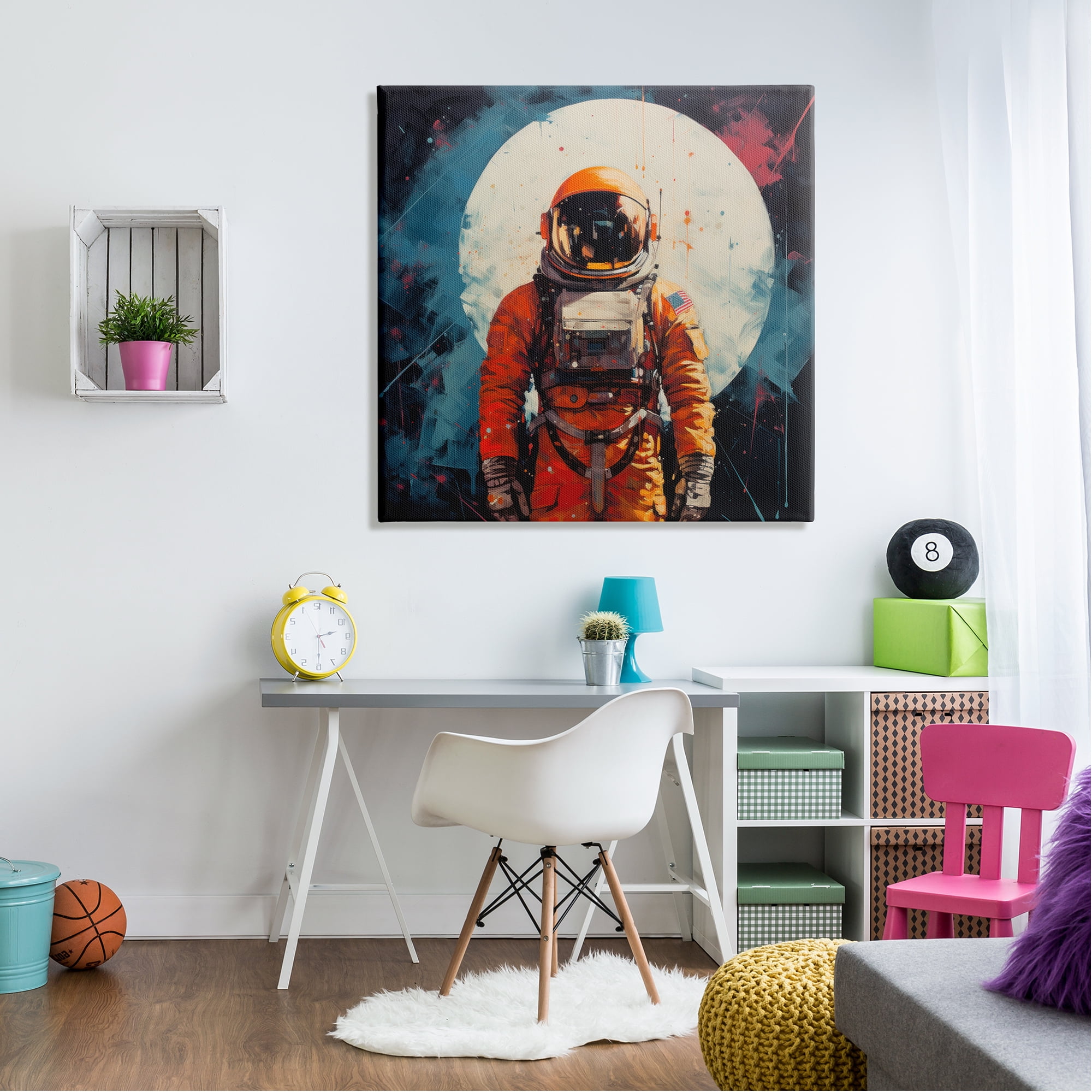 Stupell Industries Abstract Astronaut & Moon Abstract Painting Gallery Wrapped Canvas Art Print Wall Art, 36 x 36
