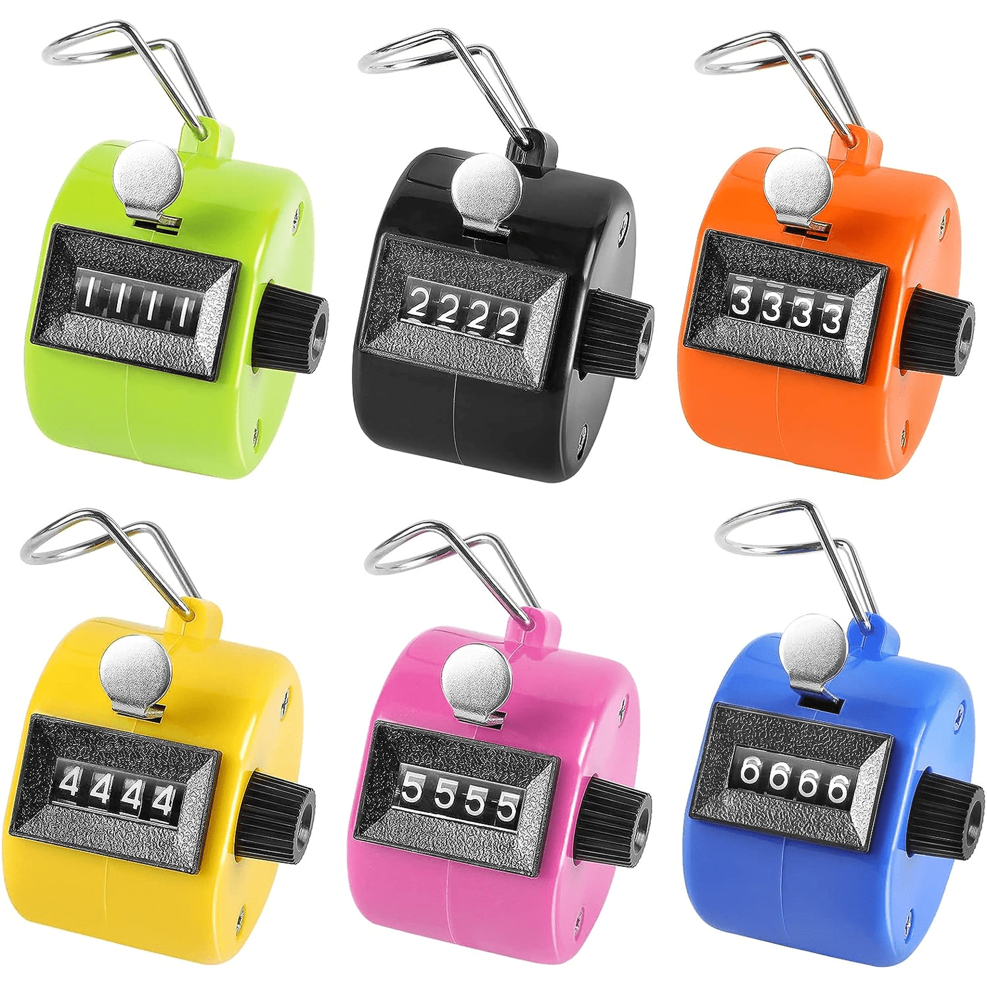 MaxGear Pack of 6 Handheld Tally Counter 4-Digit Number Count Clicker Counter, Hand Mechanical Counters Clickers Pitch Counter for Coaching, Knitting, People, Lap, Fishing, Golf, Toddler & Fidget
