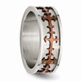 thumbnail image 4 of White Stainless Steel Ring Band Men's Brown IP-plated Crosses, 4 of 6