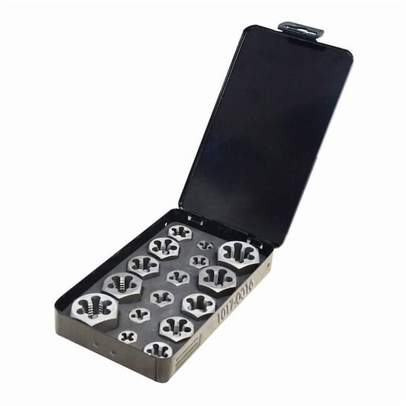 Hhip 16 Piece 1/4-3/4" Hexagon Rethreading Die Set 1017-0016
