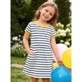thumbnail image 2 of HILEELANG 2-8 Toddler Girls Navy White Stripe Yellow Trim Summer Play Dress Size 5T, 2 of 9