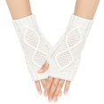thumbnail image 2 of Linfrsh Arm Gloves Knitted Arm Warmers Gloves Winter Long Fingerless Mittens Thumb hole Gloves for Women and Men White,One Size, 2 of 4