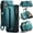 Green, variant on For iPhone 17 Crossbody Wallet Case, with 10 Card Slots, Zipper RFID Blocking Pocket and Magnetic Flip Folio 3-in-1 PU Leather Wristlet Shoulder Strap Case,Hotpink