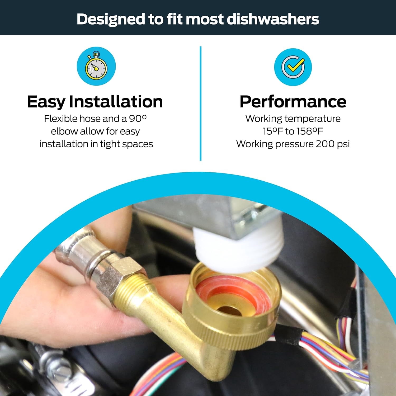 binyu 6 Ft Braided Stainless Steel Dishwasher Installation Kit, 3/8 Inch Compression Supply Line