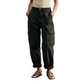 thumbnail image 2 of Cagogo Women's Plus Size Cargo Pants High Waisted with Pockets Cuffed Casual Streetwear Loose Long Trousers Vacation Travel Work, Black 2XL, 2 of 7