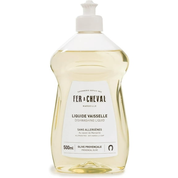 Fer à Cheval Dishwashing Liquid, Bottle Dish Soap Liquid, Provencal Olive Savon De Marseille Dish Detergent Liquid, Olive Oil Based from France, 500ml/16.9 fl oz